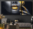 Gold Glitter Lips Fashion Photography Wall Art Makeup Wall