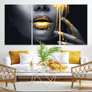 Gold Glitter Lips Fashion Photography Wall Art Makeup Wall