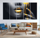 Gold Glitter Lips Fashion Photography Wall Art Makeup Wall
