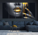 Gold Glitter Lips Fashion Photography Wall Art Makeup Wall