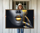 Gold Glitter Lips Fashion Photography Wall Art Makeup Wall