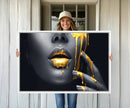 Gold Glitter Lips Fashion Photography Wall Art Makeup Wall