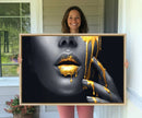 Gold Glitter Lips Fashion Photography Wall Art Makeup Wall