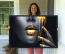 Gold Glitter Lips Fashion Photography Wall Art Makeup Wall