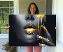 Gold Glitter Lips Fashion Photography Wall Art Makeup Wall