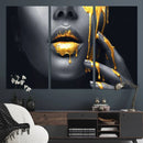Gold Glitter Lips Fashion Photography Wall Art Makeup Wall