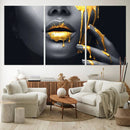 Gold Glitter Lips Fashion Photography Wall Art Makeup Wall