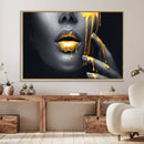 Gold Glitter Lips Fashion Photography Wall Art Makeup Wall