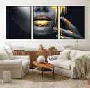 Gold Glitter Lips Fashion Photography Wall Art Makeup Wall