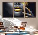 Gold Glitter Lips Fashion Photography Wall Art Makeup Wall