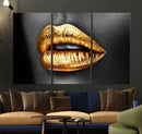 Gold Lips Canvas Wall Art Print Makeup Wall Art Fashion