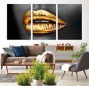 Gold Lips Canvas Wall Art Print Makeup Wall Art Fashion