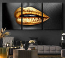 Gold Lips Canvas Wall Art Print Makeup Wall Art Fashion