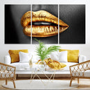 Gold Lips Canvas Wall Art Print Makeup Wall Art Fashion