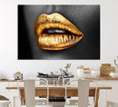 Gold Lips Canvas Wall Art Print Makeup Wall Art Fashion