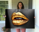 Gold Lips Canvas Wall Art Print Makeup Wall Art Fashion