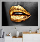 Gold Lips Canvas Wall Art Print Makeup Wall Art Fashion