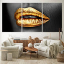 Gold Lips Canvas Wall Art Print Makeup Wall Art Fashion