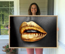 Gold Lips Canvas Wall Art Print Makeup Wall Art Fashion