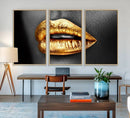 Gold Lips Canvas Wall Art Print Makeup Wall Art Fashion by MyGreatCanvas | Canvas Wall Art Prints | Photo Prints & Wall Decor