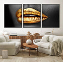 Gold Lips Canvas Wall Art Print Makeup Wall Art Fashion by MyGreatCanvas | Canvas Wall Art Prints | Photo Prints & Wall Decor