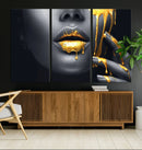 Gold Lips and Black Woman Makeup Canvas Print, Black Woman