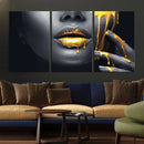Gold Lips and Black Woman Makeup Canvas Print, Black Woman