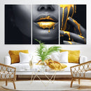 Gold Lips and Black Woman Makeup Canvas Print, Black Woman
