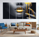 Gold Lips and Black Woman Makeup Canvas Print, Black Woman