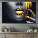 Gold Lips and Black Woman Makeup Canvas Print, Black Woman