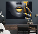 Gold Lips and Black Woman Makeup Canvas Print, Black Woman