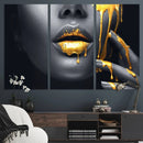 Gold Lips and Black Woman Makeup Canvas Print, Black Woman