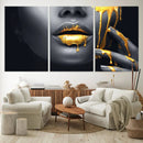 Gold Lips and Black Woman Makeup Canvas Print, Black Woman