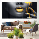 Gold Lips and Black Woman Makeup Canvas Print, Black Woman