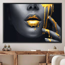 Gold Lips and Black Woman Makeup Canvas Print, Black Woman