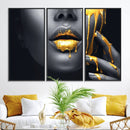 Gold Lips and Black Woman Makeup Canvas Print, Black Woman
