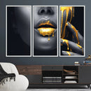 Gold Lips and Black Woman Makeup Canvas Print, Black Woman