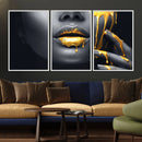 Gold Lips and Black Woman Makeup Canvas Print, Black Woman