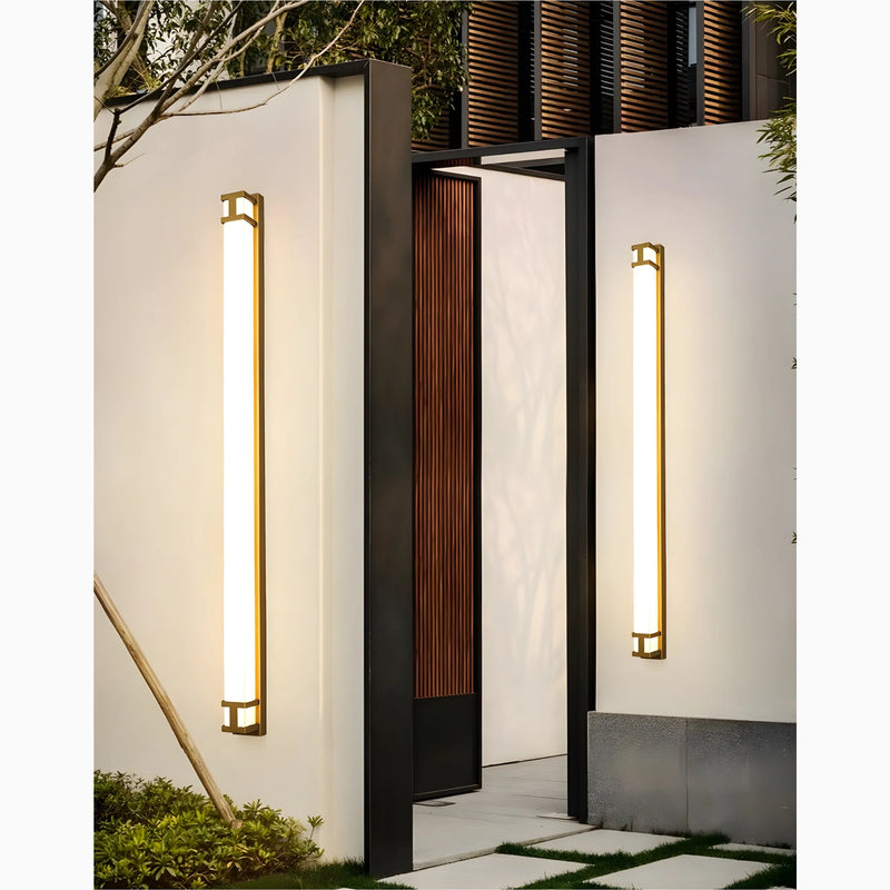 Black/Gold Outdoor Waterproof LED Long Wall Lamp for Garden, Villa, Porch