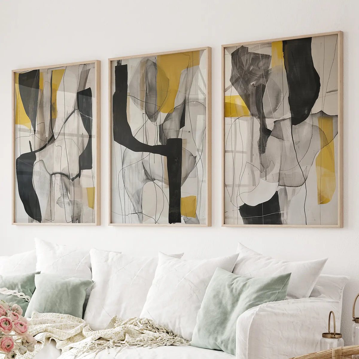Golden Abstract Shapes Modern Wall Decor Poster, photo 3 of 10