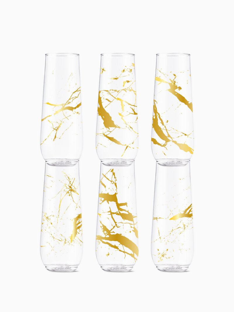 Gold Foil Marble 2.0 - POP 9oz Flute