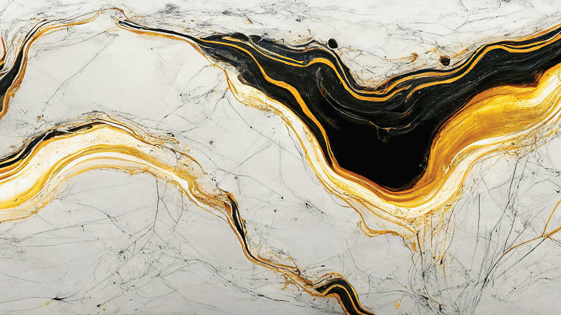 Luxurious Marble Wallpaper. Gold and Black Marble Slate Wall Mural.