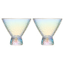 Iridescent Lustered Stemless Martini Glasses Set Of 2 Hammered Cocktail Martini Glasses Luxury Gift by The Wine Savant