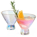 Iridescent Lustered Stemless Martini Glasses Set Of 2 Hammered Cocktail Martini Glasses Luxury Gift by The Wine Savant