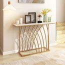 48 Inch Gold Console Table with White Faux Marble Tabletop-White by LJGDeals