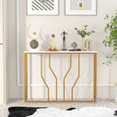 44 Inch Modern White Entryway Table with Faux Marble Tabletop-White by LJGDeals