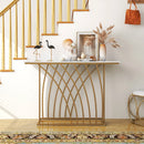 48 Inch Gold Console Table with White Faux Marble Tabletop-White by LJGDeals
