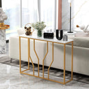 44 Inch Modern White Entryway Table with Faux Marble Tabletop-White by LJGDeals