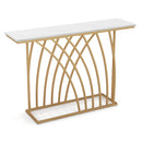 48 Inch Gold Console Table with White Faux Marble Tabletop-White by LJGDeals