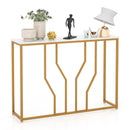44 Inch Modern White Entryway Table with Faux Marble Tabletop-White by LJGDeals